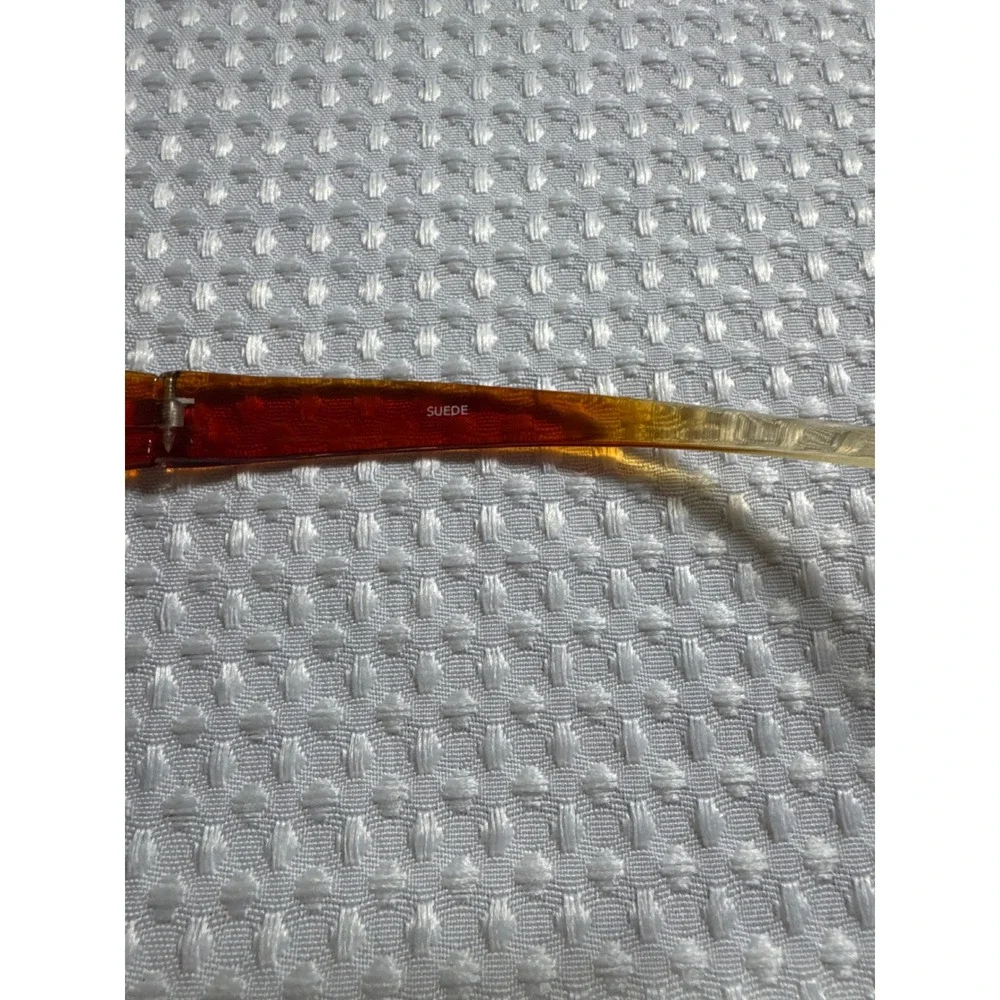 Suede Sunglasses Women OS id#2147-58B Amber 70s Retro Square Gradient Brown